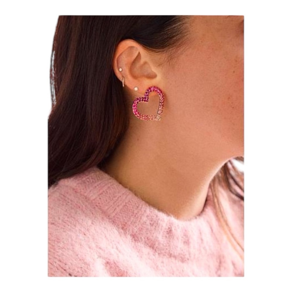 BAUBLEBAR Pink Ombré Pavé Heart Stud Earrings